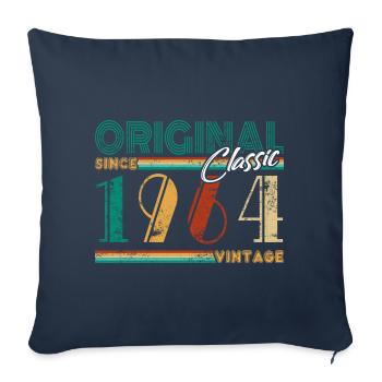 60e anniversaire 2024 Célébration meilleur de l’année 1964 - Housse de coussin décorative 45 x 45 cm - bleu marine - Devant