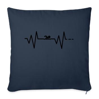 Battement de coeur natation / natation / sports / loisirs - Housse de coussin décorative 45 x 45 cm - bleu marine - Devant