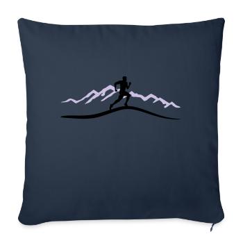 Running, Runner & Mountains - Housse de coussin décorative 45 x 45 cm - bleu marine - Devant