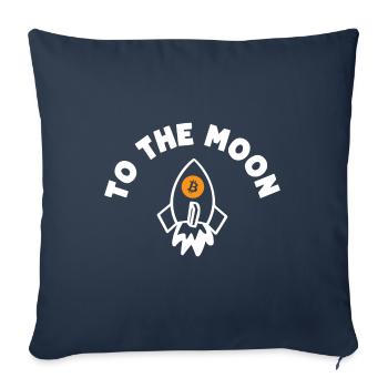 Crypto-monnaies à la fusée Bitcoin Lune - Housse de coussin décorative 45 x 45 cm - bleu marine - Devant