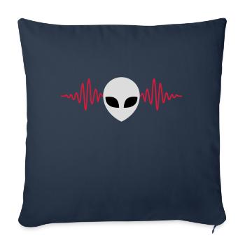 Pulse Alien Head Heartbeat - Housse de coussin décorative 45 x 45 cm - bleu marine - Devant