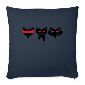 Sieh, sprich, höre kein Übel / see, speak, hear no - Housse de coussin décorative 45 x 45 cm - bleu marine - Devant