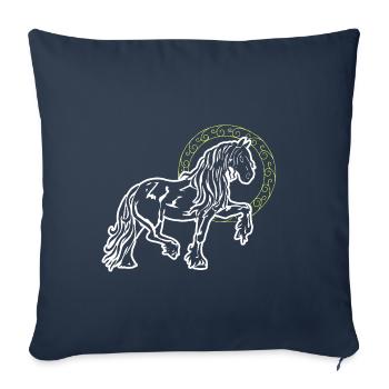 Frise cheval Stolz Drôle Cercle Goldring cadeau - Housse de coussin décorative 45 x 45 cm - bleu marine - Devant