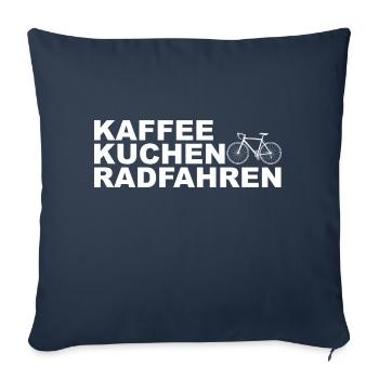 Kaffee, Kuchen, Radfahren, Fahrrad, Rennrad - Sofakissenbezug 45 x 45 cm - Navy - Vorne