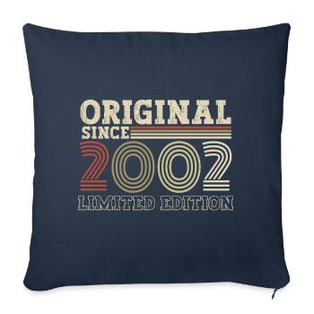 Cadeau d’anniversaire vintage original depuis 2002 - Housse de coussin décorative 45 x 45 cm - bleu marine - Devant