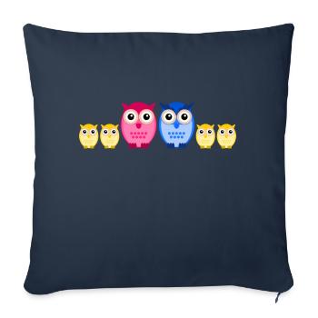 Owl family four children - Sofa pillowcase 17,3'' x 17,3'' (45 x 45 cm) - navy - Front