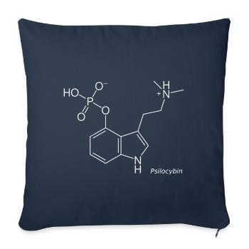 Molécule de psilocybine - blanche avec nom - Housse de coussin décorative 45 x 45 cm - bleu marine - Devant