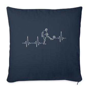 Fußball Herzschlag zur Liebe zum Kicken Soccer EKG - Sofakissenbezug 45 x 45 cm - Navy - Vorne