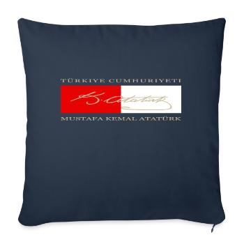 Mustafa Kemal Atatürk - Housse de coussin décorative 45 x 45 cm - bleu marine - Devant