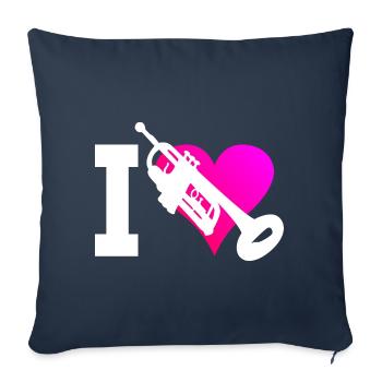 Trompette Trompette Trompettiste Trompette Jouant de la trompette - Housse de coussin décorative 45 x 45 cm - bleu marine - Devant