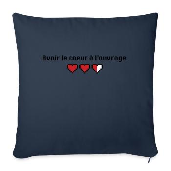 Avoir le coeur à l'ouvrage - Housse de coussin décorative 45 x 45 cm - bleu marine - Devant