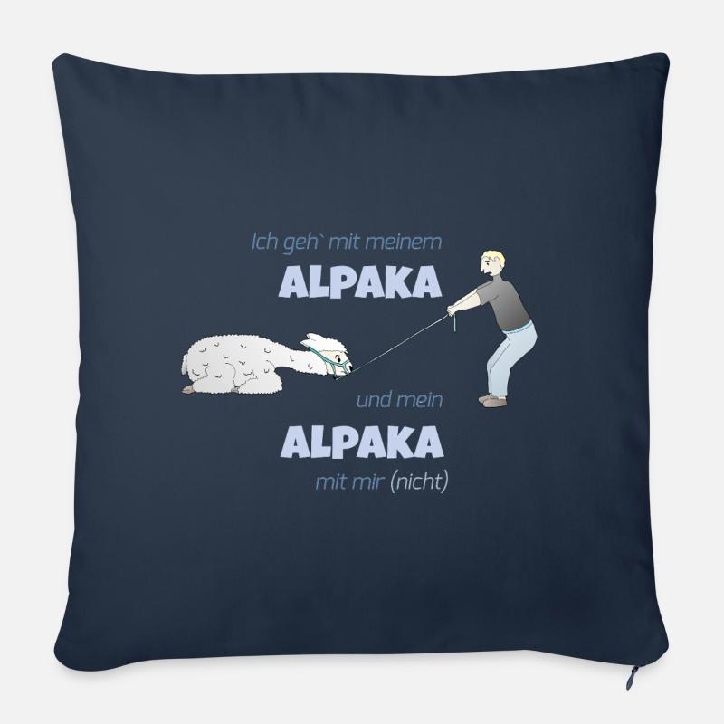 Alpakawanderung - Sofakissenbezug 45 x 45 cm - Navy