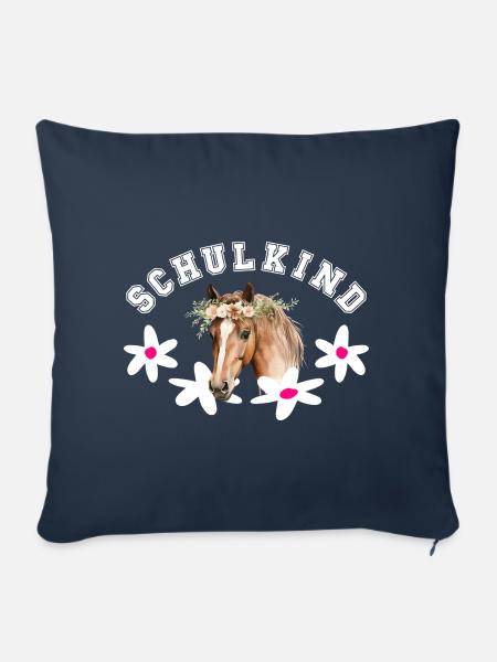 Schulkind Einschulung Erstklässler Klasse 1 Pferd - Sofakissenbezug 45 x 45 cm - Navy