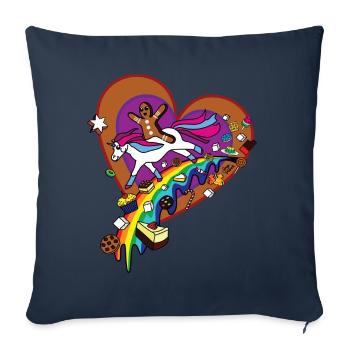 Zucker Einhorn Lebkuchenmann Regenbogen - Sofakissenbezug 45 x 45 cm - Navy - Vorne