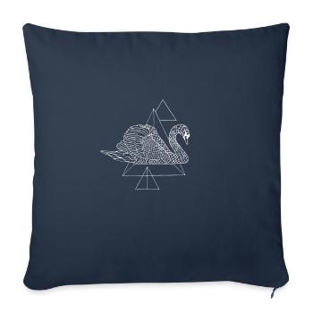 Beau cygne en blanc - Housse de coussin décorative 45 x 45 cm - bleu marine - Devant