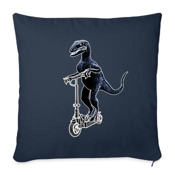Scooter électrique E-Roller Dino Raptor Idée cadeau - Housse de coussin décorative 45 x 45 cm - bleu marine - Devant
