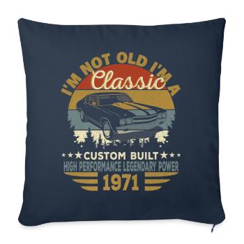 Vintage 1971 50. Anniversaire auto - Housse de coussin décorative 45 x 45 cm - bleu marine - Devant