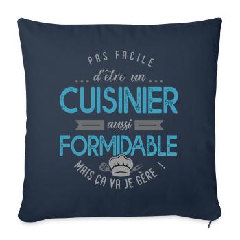 cuisinier formidable Cadeau papa cuisine - Housse de coussin décorative 45 x 45 cm - bleu marine - Devant