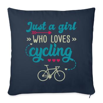 Mädchen, das das Radfahren liebt Geschenk Frau und Fahrrad - Sofakissenbezug 45 x 45 cm - Navy - Vorne