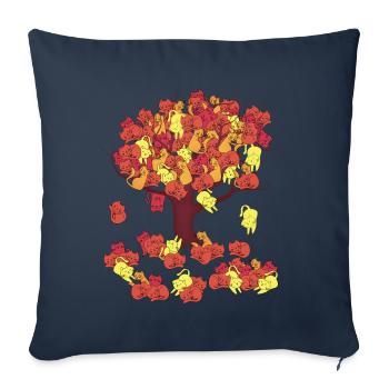 Arbre en Automne perdant ses Feuilles de Chat - Housse de coussin décorative 45 x 45 cm - bleu marine - Devant