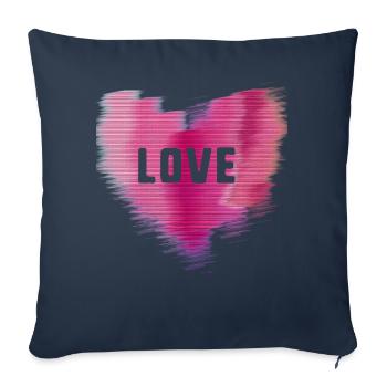 herzen,herz,liebe, love,rot, psychedelisch,pink - Sofakissenbezug 45 x 45 cm - Navy - Vorne