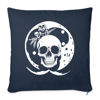 Horreur Crâne Crâne Art Crâne Gothique Heavy Metal - Housse de coussin décorative 45 x 45 cm - bleu marine - Devant