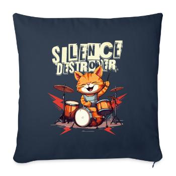 Drums Drums Silence Destroyer Cat Funny - Housse de coussin décorative 45 x 45 cm - bleu marine - Devant