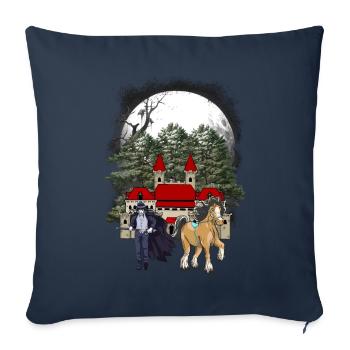 Conte de fées Fantasy Médiéval Chevalier Forteresse Château - Housse de coussin décorative 45 x 45 cm - bleu marine - Devant
