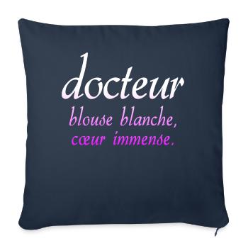 Docteur médecin infirmier santer blouse blanche - Housse de coussin décorative 45 x 45 cm - bleu marine - Devant