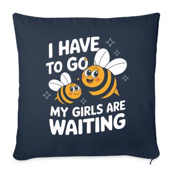 abeille abeille apicultrice abeille abeille - Housse de coussin décorative 45 x 45 cm - bleu marine - Devant