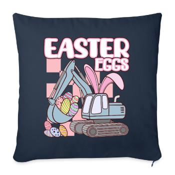 Oeufs de Pâques - Housse de coussin décorative 45 x 45 cm - bleu marine - Devant