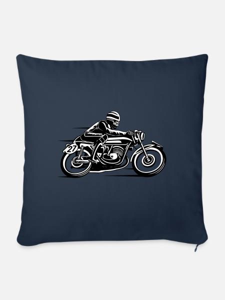 Cafe Racer Motorrad 03_schwarz weiß - Sofakissenbezug 45 x 45 cm - Navy