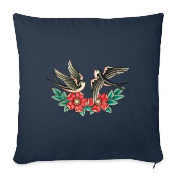 Hirondelle Tatouage - Housse de coussin décorative 45 x 45 cm - bleu marine - Devant