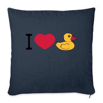 liebe i love herz quietscheente gummiente badeente - Sofakissenbezug 45 x 45 cm - Navy - Vorne