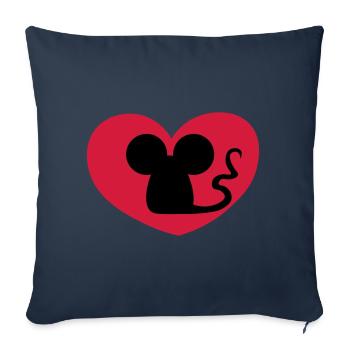 Souris amoureuse / Souris amoureuse / souris amoureuse - Housse de coussin décorative 45 x 45 cm - bleu marine - Devant