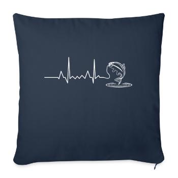 Fishing heartbeat EKG pulse fish - Sofa pillowcase 17,3'' x 17,3'' (45 x 45 cm) - navy - Front
