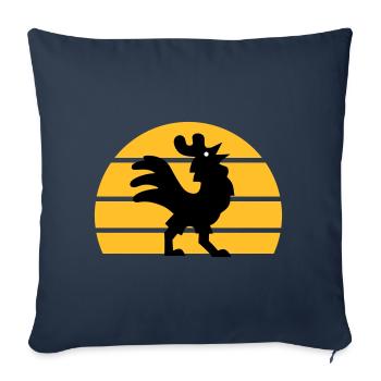 Coq chantant devant la moitié du soleil - Housse de coussin décorative 45 x 45 cm - bleu marine - Devant