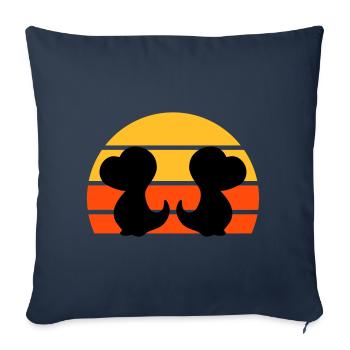 Two baby dinosaurs in front of the half sun - Sofa pillowcase 17,3'' x 17,3'' (45 x 45 cm) - navy - Front