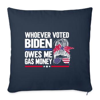 Who voted for Biden owes me gas money - Sofa pillowcase 17,3'' x 17,3'' (45 x 45 cm) - navy - Front