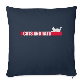 Citation de chats et de tats - Housse de coussin décorative 45 x 45 cm - bleu marine - Devant
