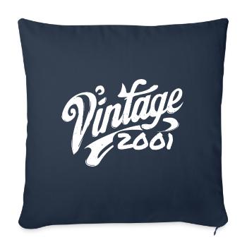 Millésime 2001 Millésime 2001 Anniversaire 2001 Rétro - Housse de coussin décorative 45 x 45 cm - bleu marine - Devant