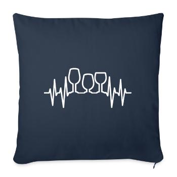 Vin Coeur Battements de vin - Housse de coussin décorative 45 x 45 cm - bleu marine - Devant