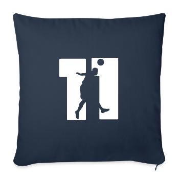 Maillot numéro 11 du joueur de football - Housse de coussin décorative 45 x 45 cm - bleu marine - Devant