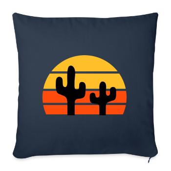 Zwei Kakteen vor einer Halbsonne - Sofakissenbezug 45 x 45 cm - Navy - Vorne