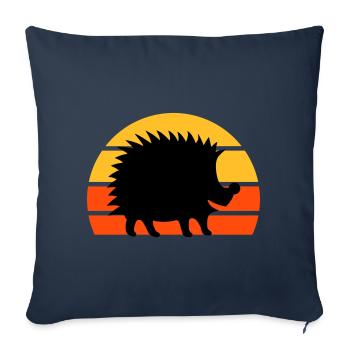 Happy hedgehog in front of a half-sun - Sofa pillowcase 17,3'' x 17,3'' (45 x 45 cm) - navy - Front