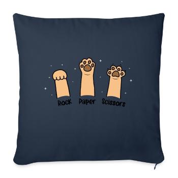 Pierre Papier Ciseaux Jeu De Main Chat Mignon Avec Drôle - Housse de coussin décorative 45 x 45 cm - bleu marine - Devant