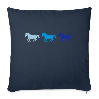 Three horses at a gallop - Sofa pillowcase 17,3'' x 17,3'' (45 x 45 cm) - navy - Front