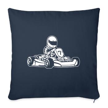 Go-kart / go-cart 01_weiß - Housse de coussin décorative 45 x 45 cm - bleu marine - Devant