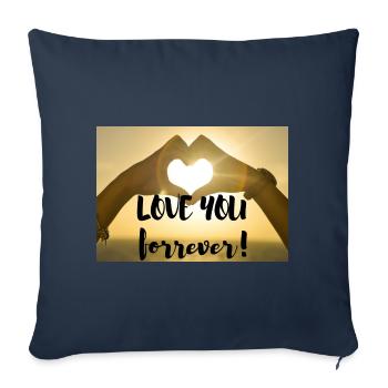I love you forver - Housse de coussin décorative 45 x 45 cm - bleu marine - Devant