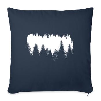 Pin forêt silhouette arbres nature - Housse de coussin décorative 45 x 45 cm - bleu marine - Devant